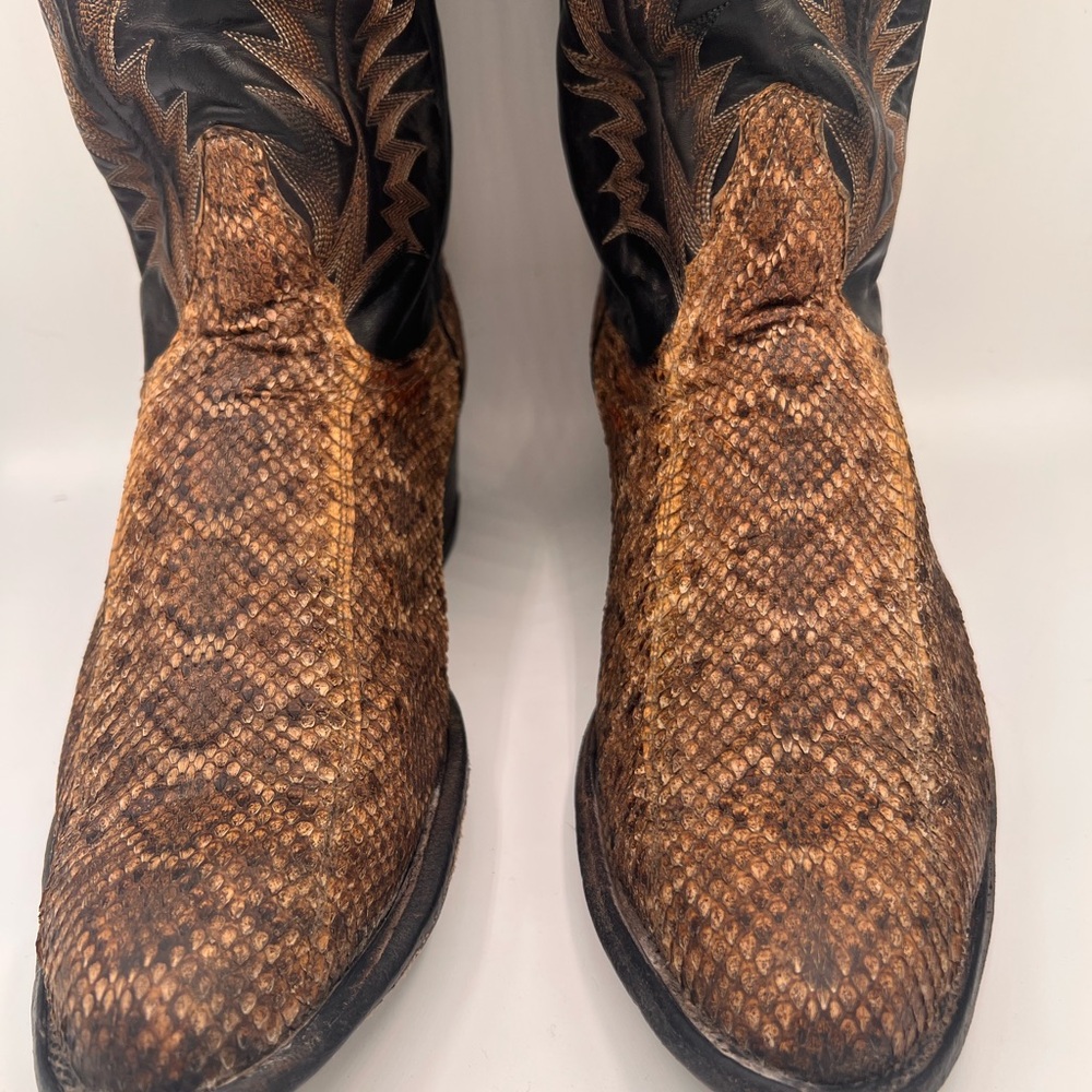 Vintage Tony Lama Gold Label 8845 Genuine Rattlesnake Exotic Boots sz 9D